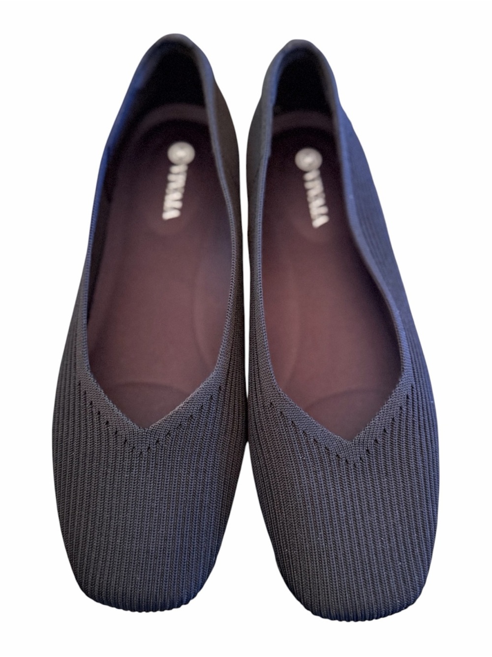 VIVAIA Margot Square-Toe V-Cut Hemp Knit Flats Black Womens 39 US 8 - Picture 3 of 16